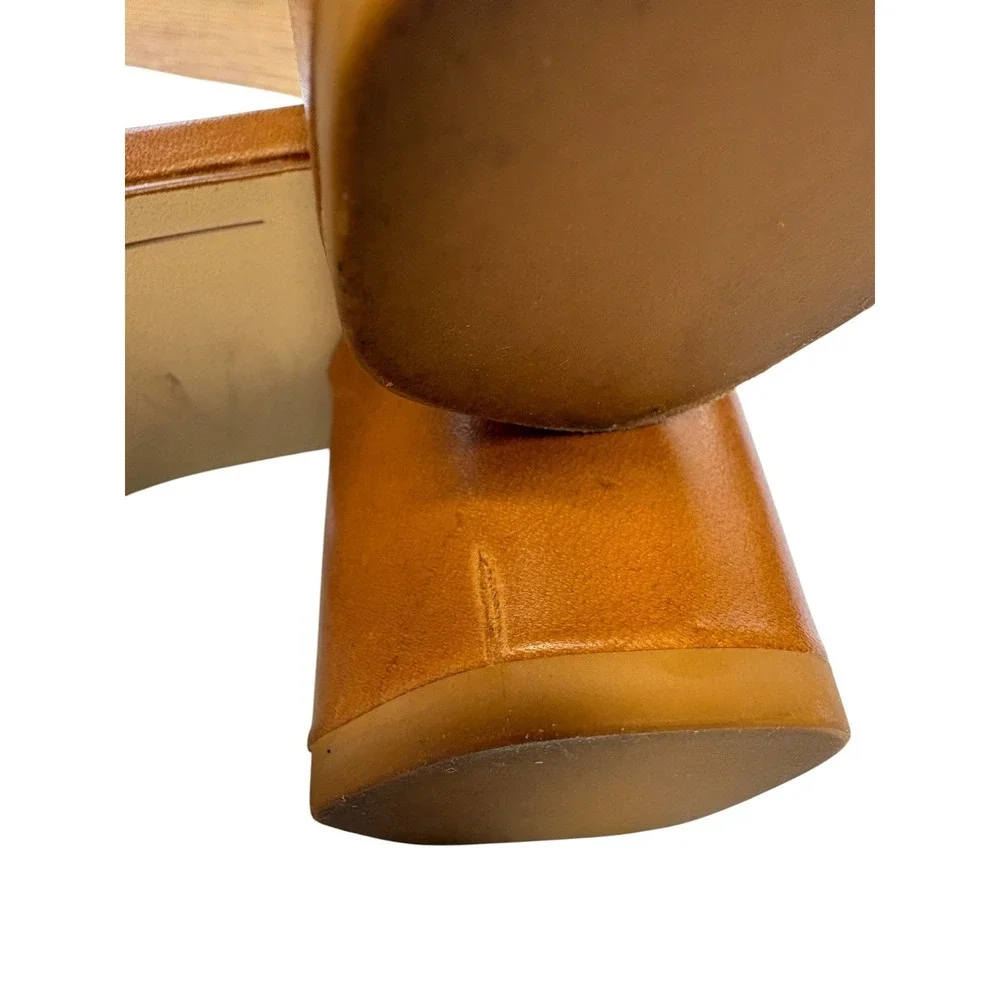 Sarto Flexa Carly Heeled Slide Sandals Cognac Square Toe Block Heel Mule 8.5
